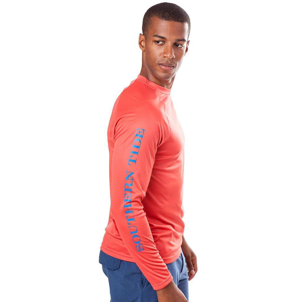 Tide to Trail Long Sleeve Performance Tee Shirt in Terracotta by Southern Tide - Country Club Prep