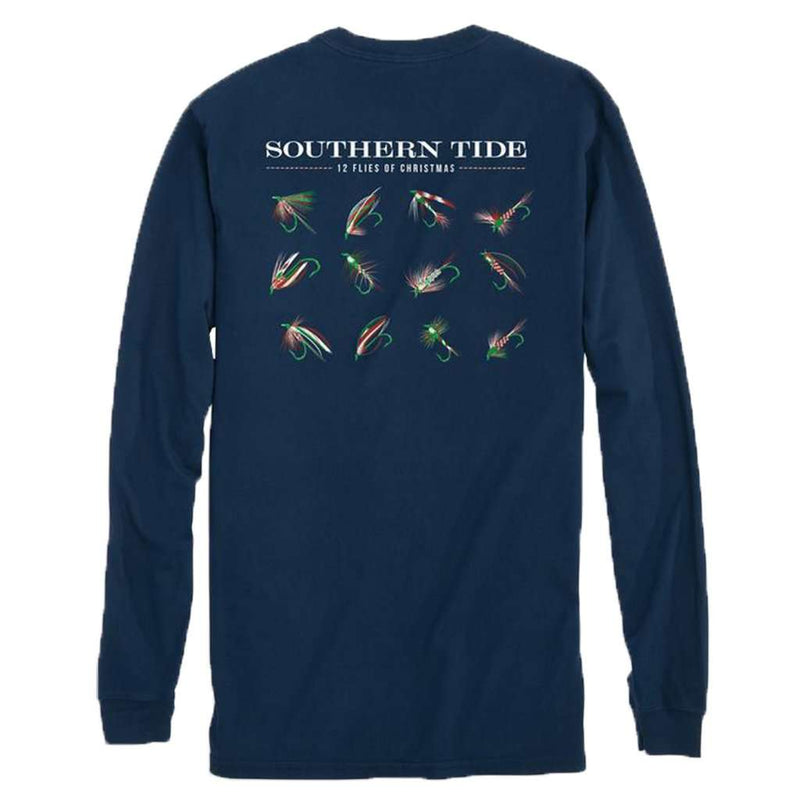 Twelve Flies of Christmas Long Sleeve T-Shirt in True Navy by Southern Tide - Country Club Prep