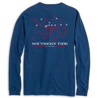 Wingman Skipjack Long Sleeve T-Shirt in Yacht Blue by Southern Tide - Country Club Prep