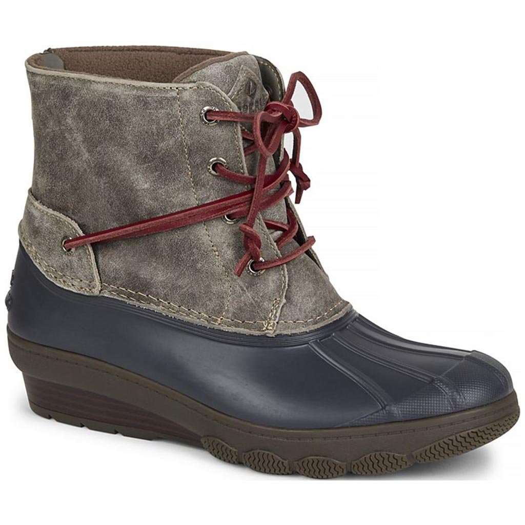 Women's Saltwater Wedge Tide Duck Boot in Grey by Sperry - Country Club Prep