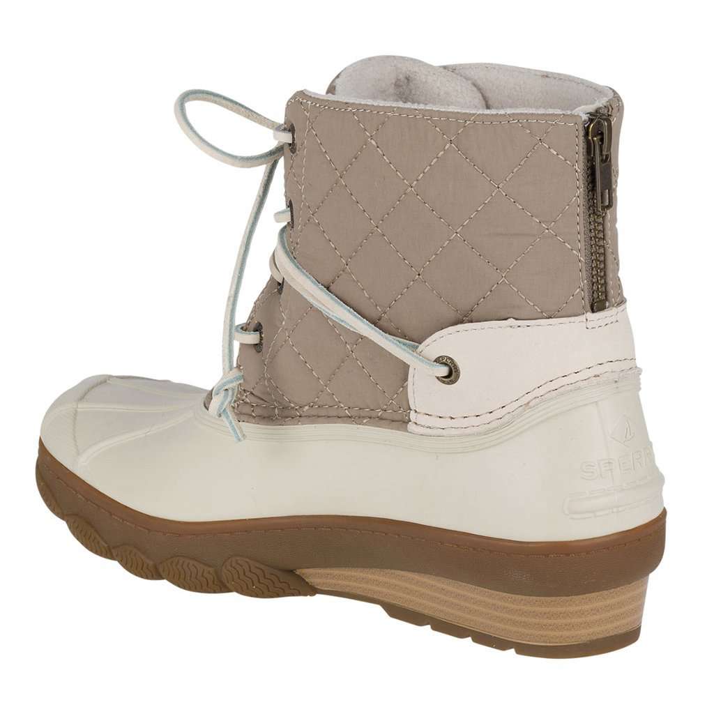 Women's Saltwater Wedge Tide Quilted Nylon Duck Boot in Oat by Sperry - Country Club Prep