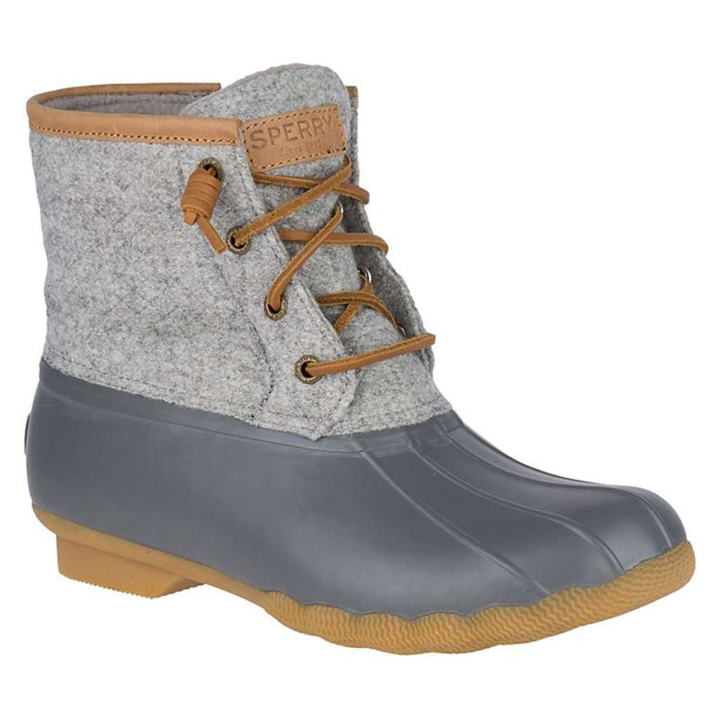 Women's Saltwater Wool Emboss Duck Boot in Dark Grey by Sperry - Country Club Prep