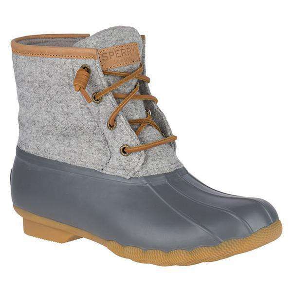Sperry Women's Saltwater Wool Emboss Duck Boot in Dark Grey