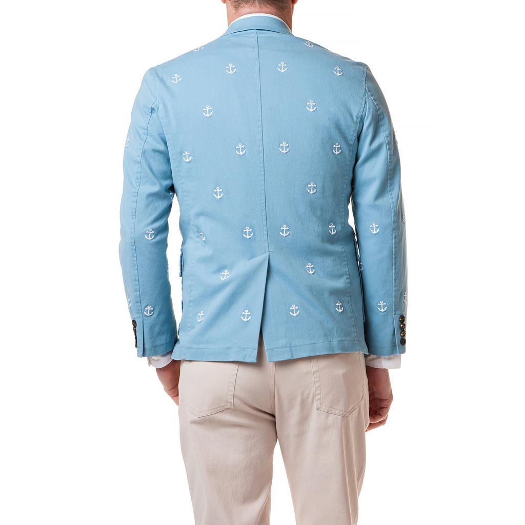 Spinnaker Blazer With Embroidered White Anchor in Slate by Castaway Clothing - Country Club Prep