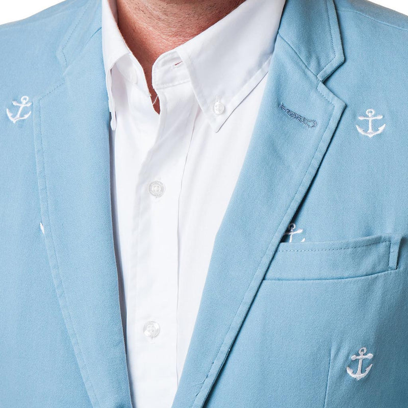 Spinnaker Blazer With Embroidered White Anchor in Slate by Castaway Clothing - Country Club Prep