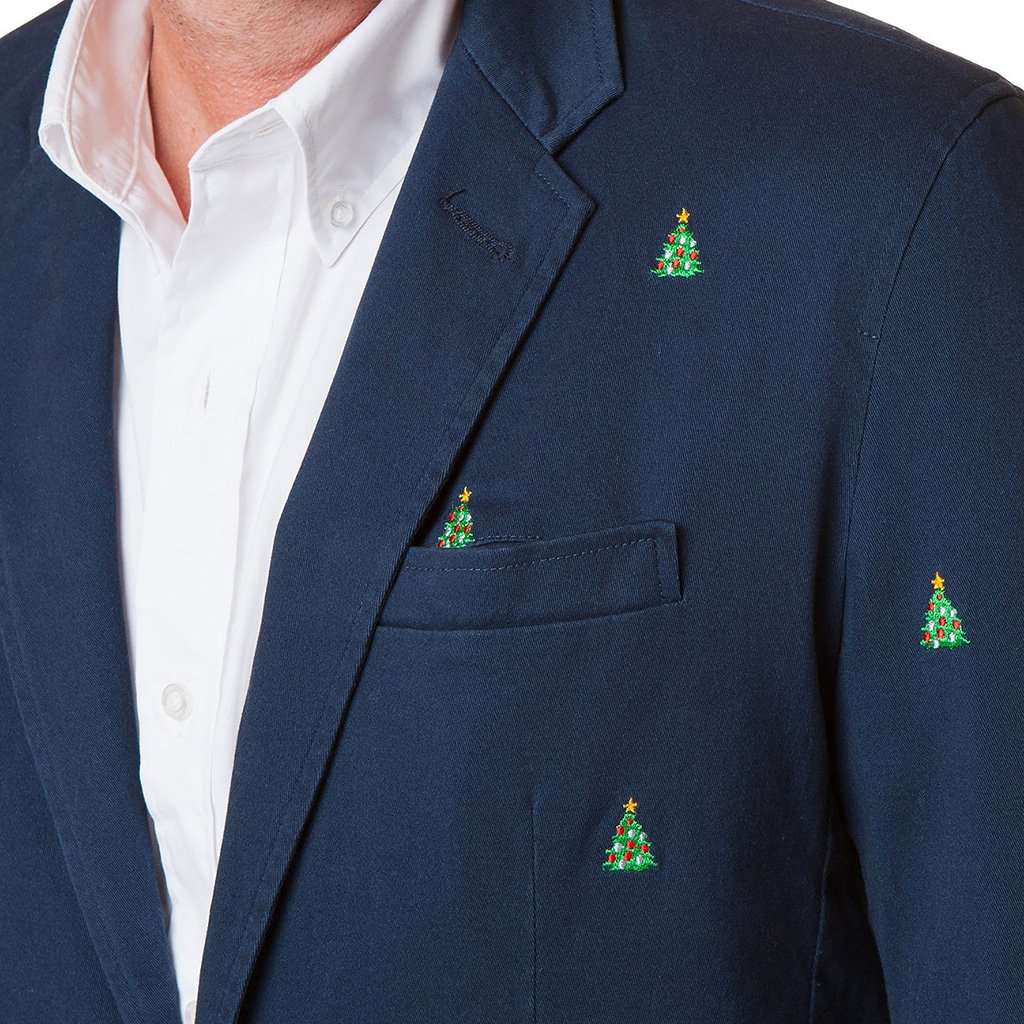 Spinnaker Blazer with Embroidered Christmas Trees by Castaway Clothing - Country Club Prep