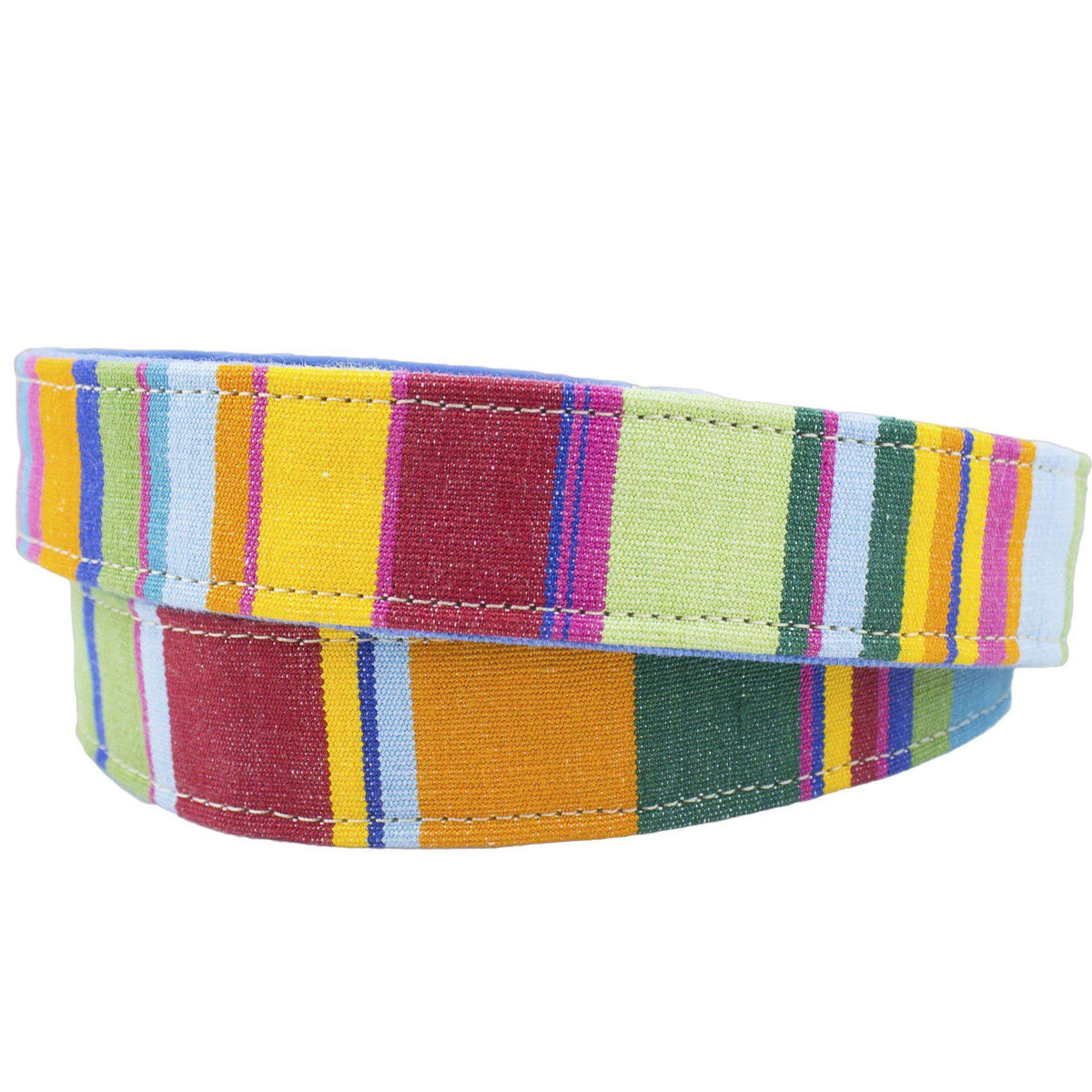 Squadren Stripe Leather Tab Belt in Bowling by Country Club Prep - Country Club Prep