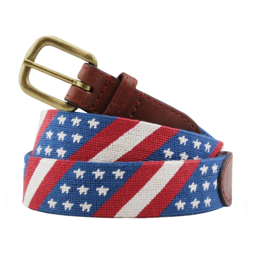 Star Spangled Banner Needlepoint Belt by Smathers & Branson - Country Club Prep