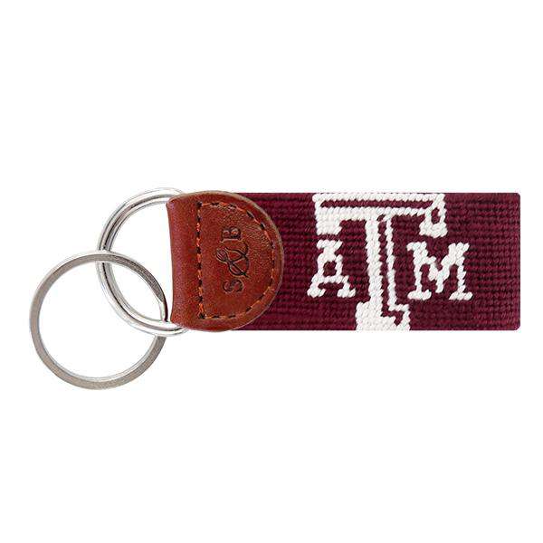 Texas A & M Needlepoint Key Fob in Maroon by Smathers & Branson - Country Club Prep