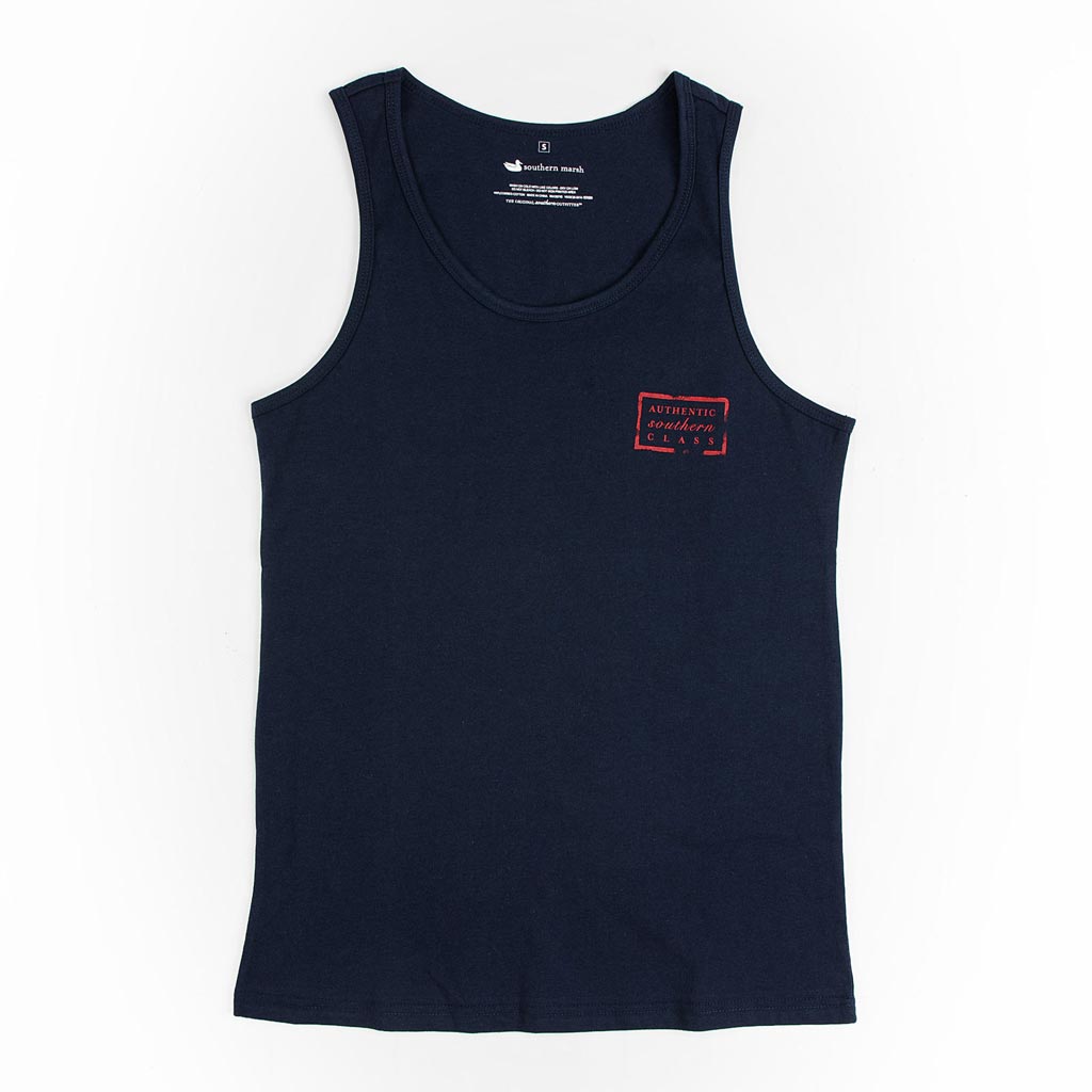 Authentic Flag Tank in Navy by Southern Marsh - Country Club Prep