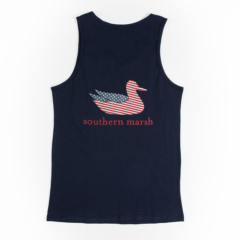 Authentic Flag Tank in Navy by Southern Marsh - Country Club Prep