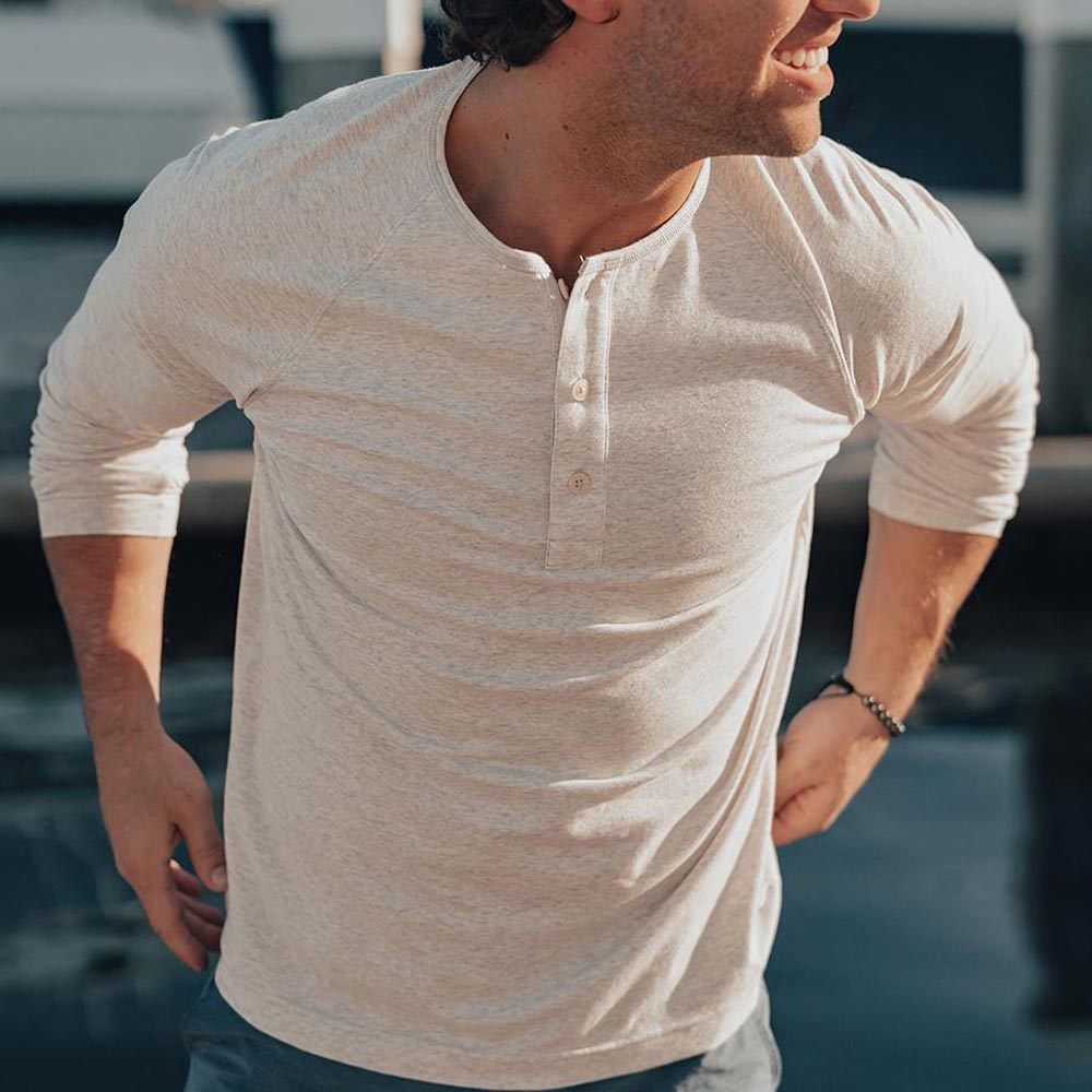 Active Puremeso Long Sleeve Henley by The Normal Brand - Country Club Prep