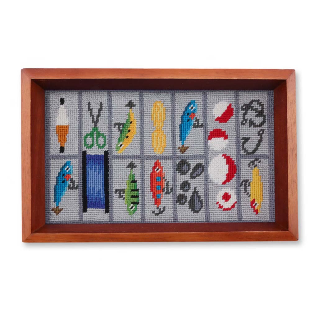 Tackle Box Needlepoint Valet Tray by Smathers & Branson - Country Club Prep