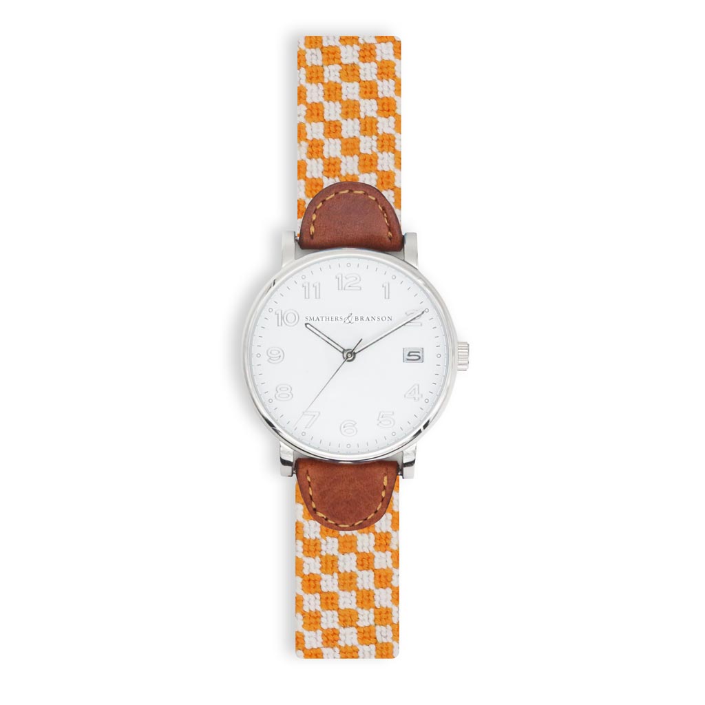 University of Tennessee Checkered Needlepoint Watch by Smathers & Branson - Country Club Prep