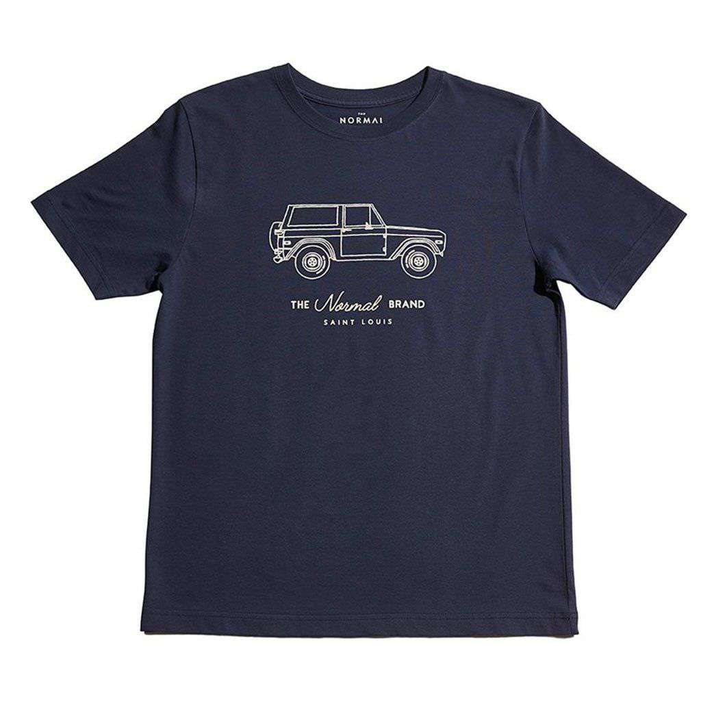 Bronco Short Sleeve Tee in Navy & Oak by The Normal Brand - Country Club Prep