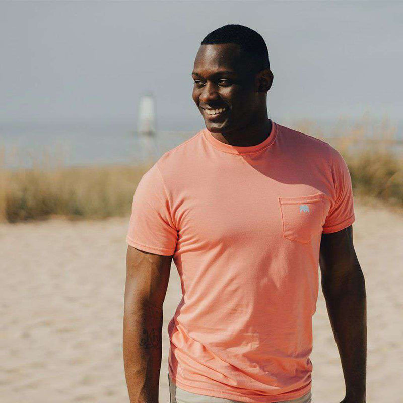 Circle Back Short Sleeve Pocket Tee in Sunrise & Blue by The Normal Brand - Country Club Prep