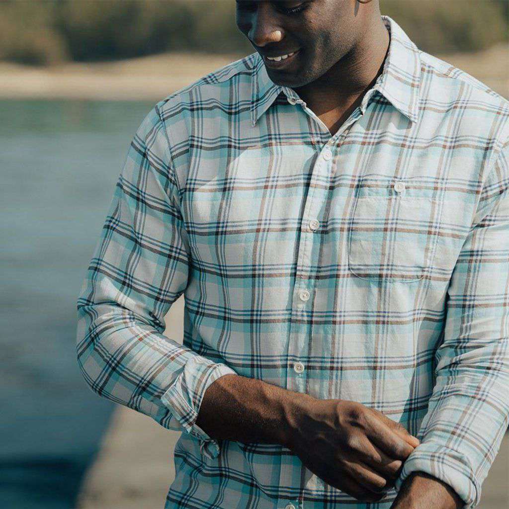 Clayton Twill Button Up in Pacific by The Normal Brand - Country Club Prep
