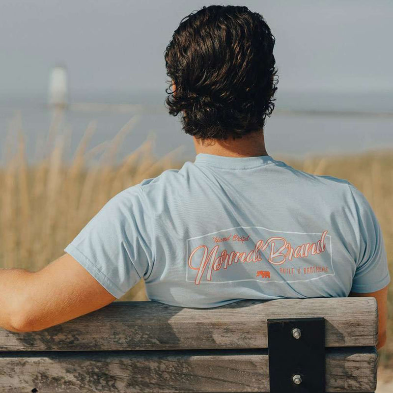 Industrial Logo Short Sleeve Tee in Sky & White by The Normal Brand - Country Club Prep