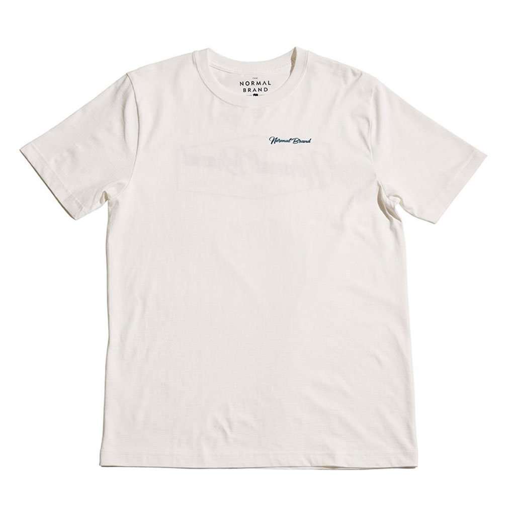 Industrial Logo Short Sleeve Tee in White & Navy by The Normal Brand - Country Club Prep