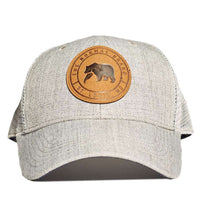 Leather Patch Trucker Cap in Grey by The Normal Brand - Country Club Prep