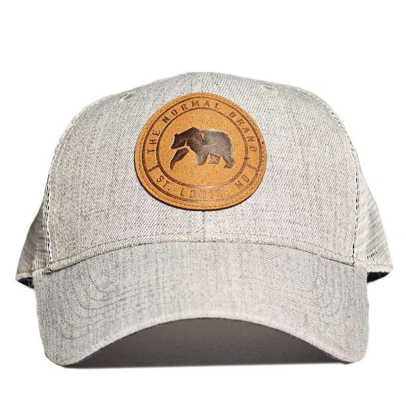 Leather Patch Trucker Cap in Grey by The Normal Brand - Country Club Prep
