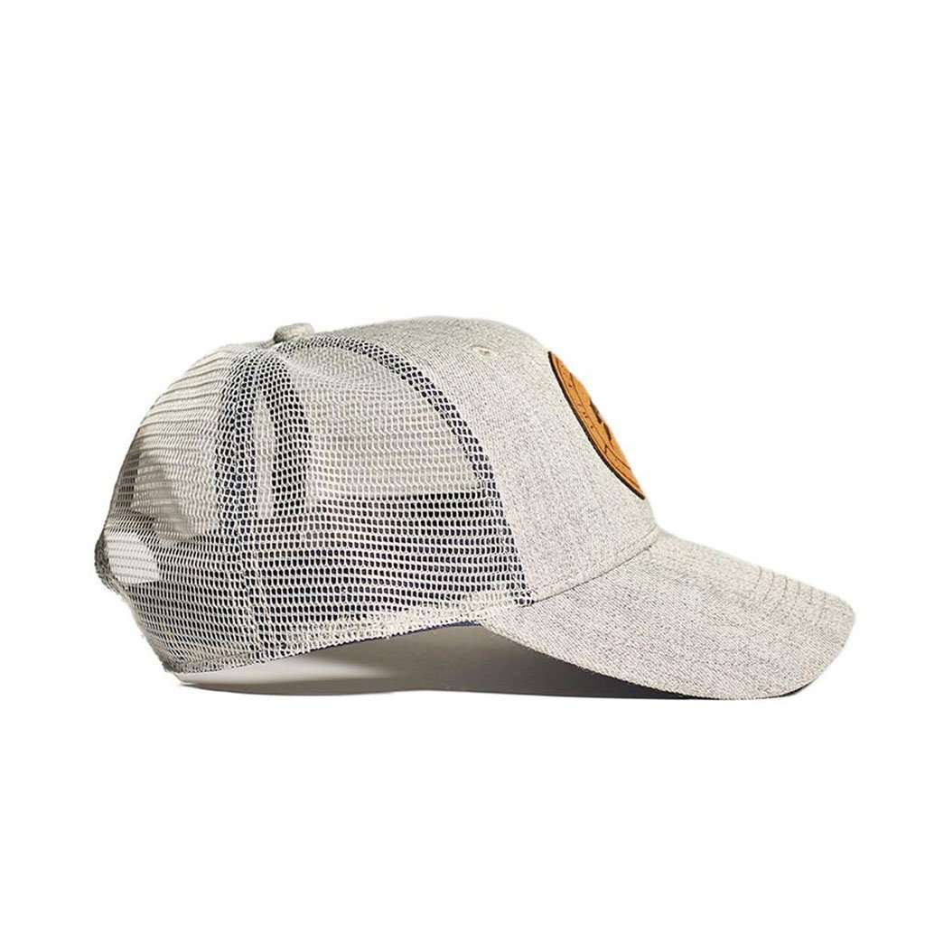 Leather Patch Trucker Cap in Grey by The Normal Brand - Country Club Prep