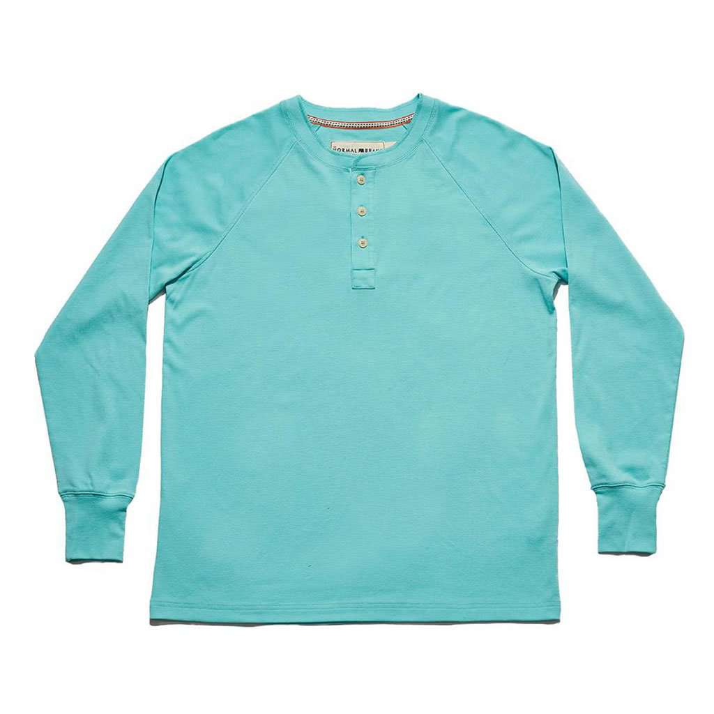 Long Sleeve Lightest Weight Puremeso Henley in Mint by The Normal Brand - Country Club Prep