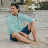 Long Sleeve Lightest Weight Puremeso Henley in Mint by The Normal Brand - Country Club Prep