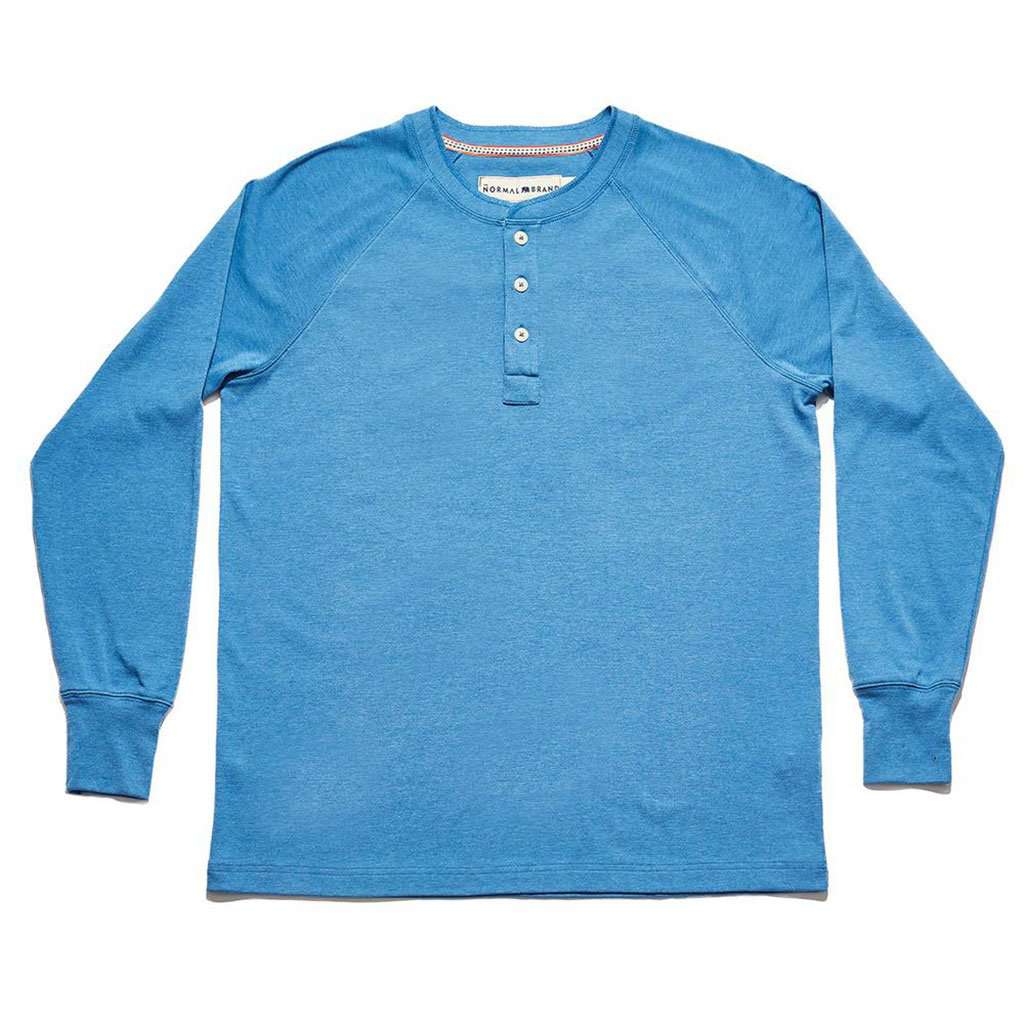 Long Sleeve Lightest Weight Puremeso Henley in River by The Normal Brand - Country Club Prep