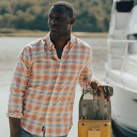 Louis Plaid Weave Slub Button Down in Sunrise by The Normal Brand - Country Club Prep