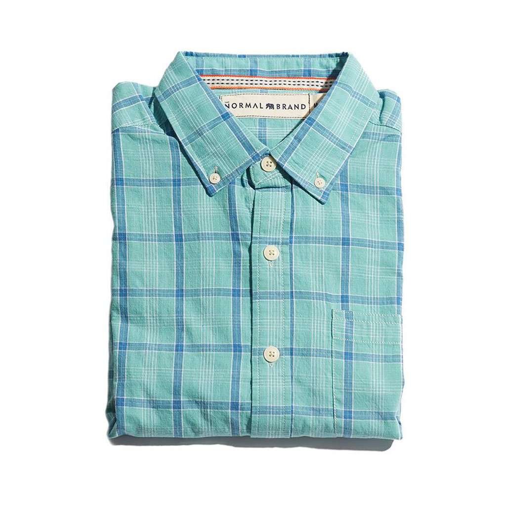 Nikko Plain Weave Button Down in Pacific by The Normal Brand - Country Club Prep