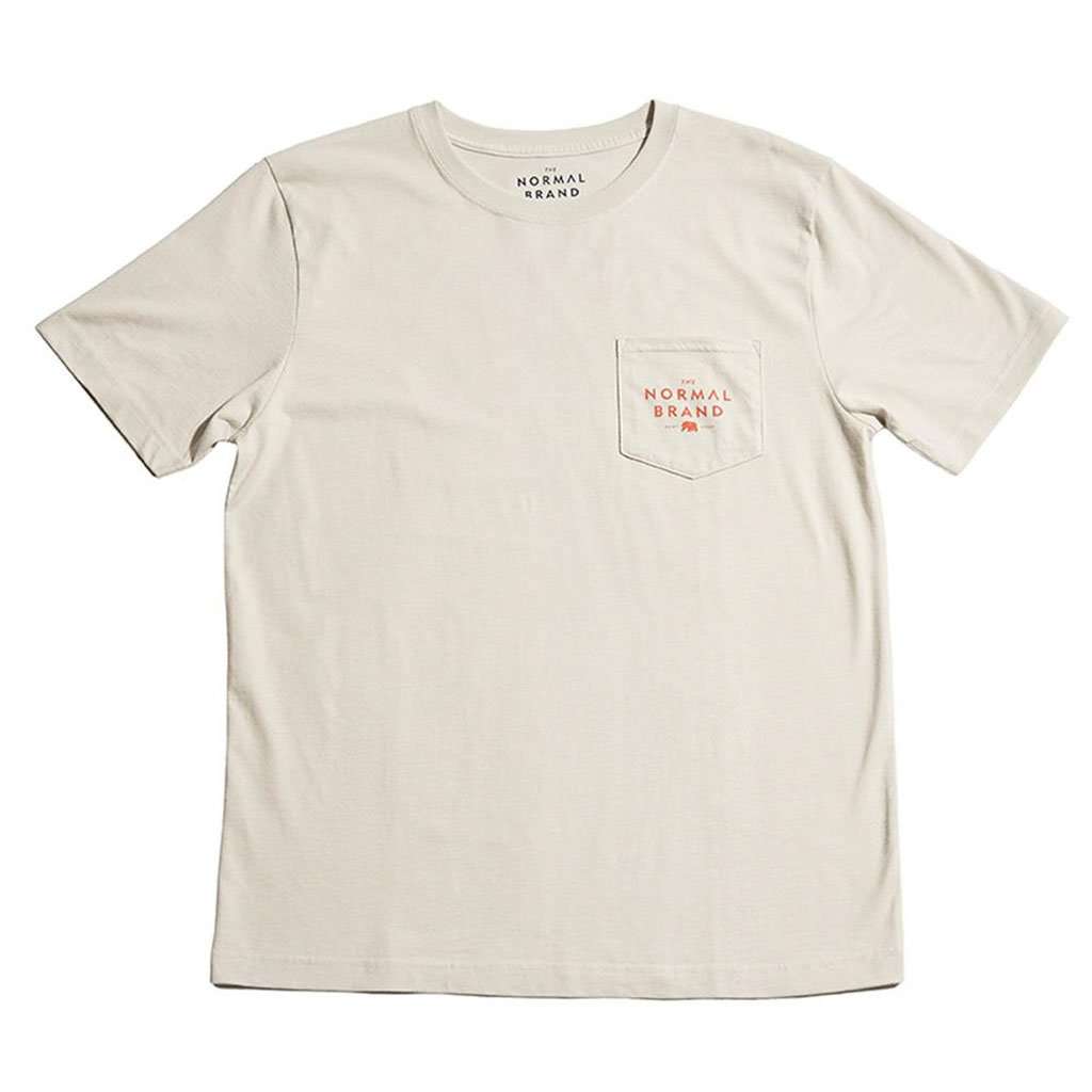 Worn in Bear Short Sleeve Pocket Tee in Grey & Sunrise by The Normal Brand - Country Club Prep