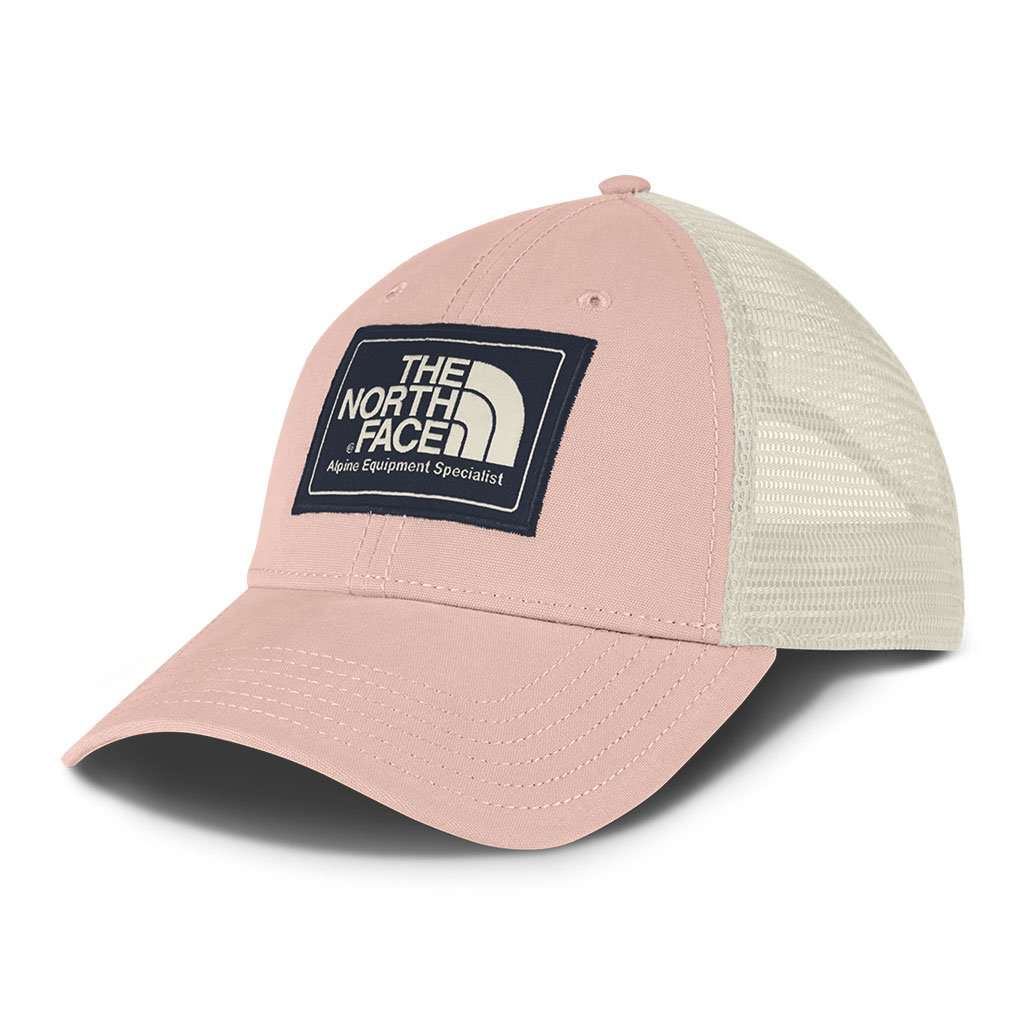 Mudder Trucker Hat in Evening Sand Pink, Urban Navy & Vintage White by The North Face - Country Club Prep