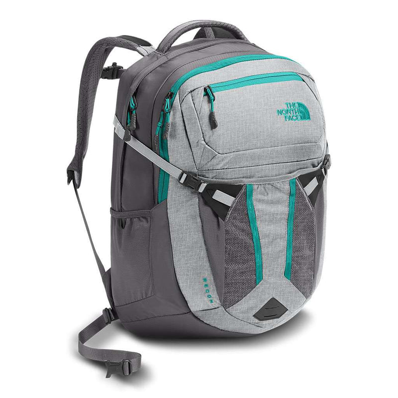 Women's Recon Backpack in Glacier Grey White Heather & Pool Green by The North Face - Country Club Prep