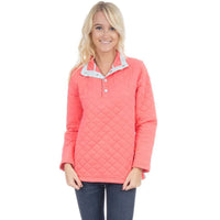 The Lawson Quilted Pullover in Coral by Lauren James - Country Club Prep