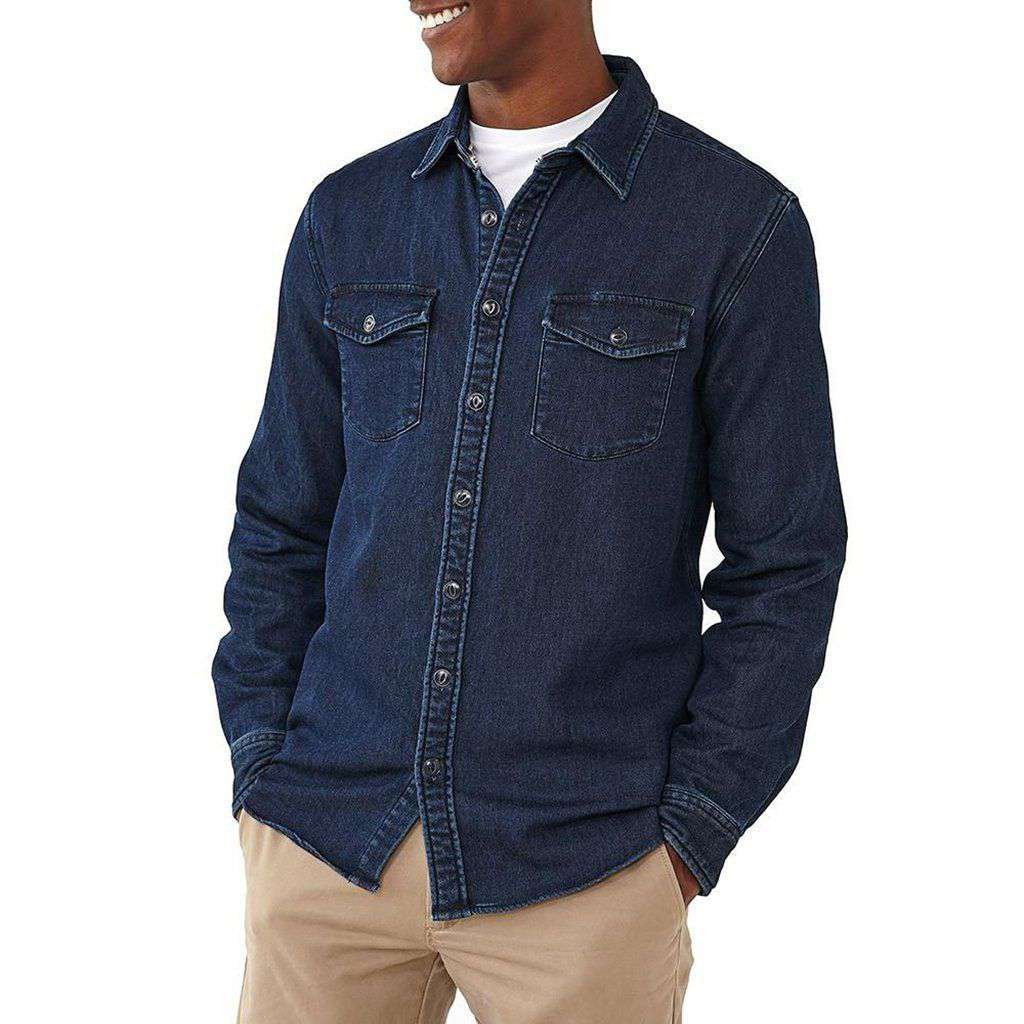 Big Jake Indigo Knit Shirt Jacket in Dark Indigo by The Normal Brand - Country Club Prep