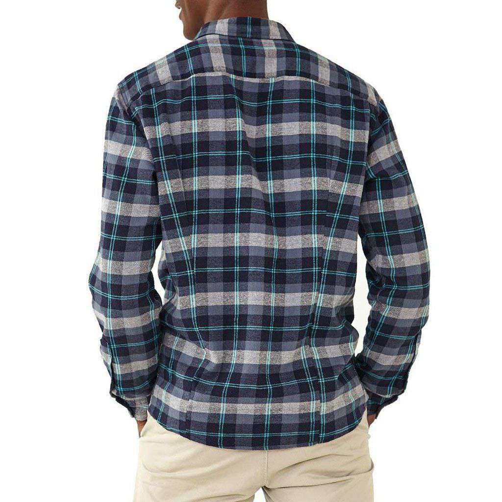 Conrad Plaid Woven Button Down In Navy/Teal by The Normal Brand - Country Club Prep