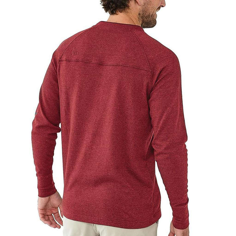 Long Sleeve Puremeso Henley Tee in Tibetan Red by The Normal Brand - Country Club Prep