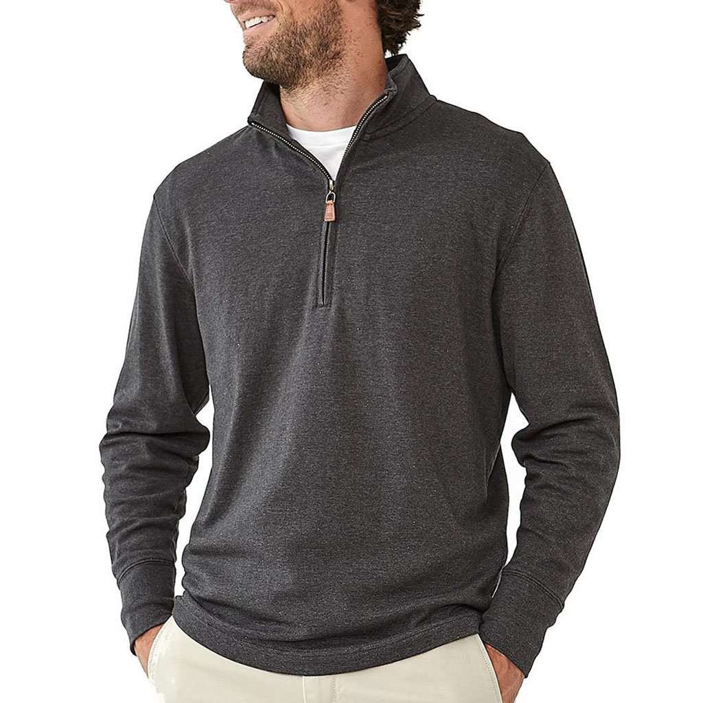 Puremeso Quarter Zip Pullover in Charcoal by The Normal Brand - Country Club Prep