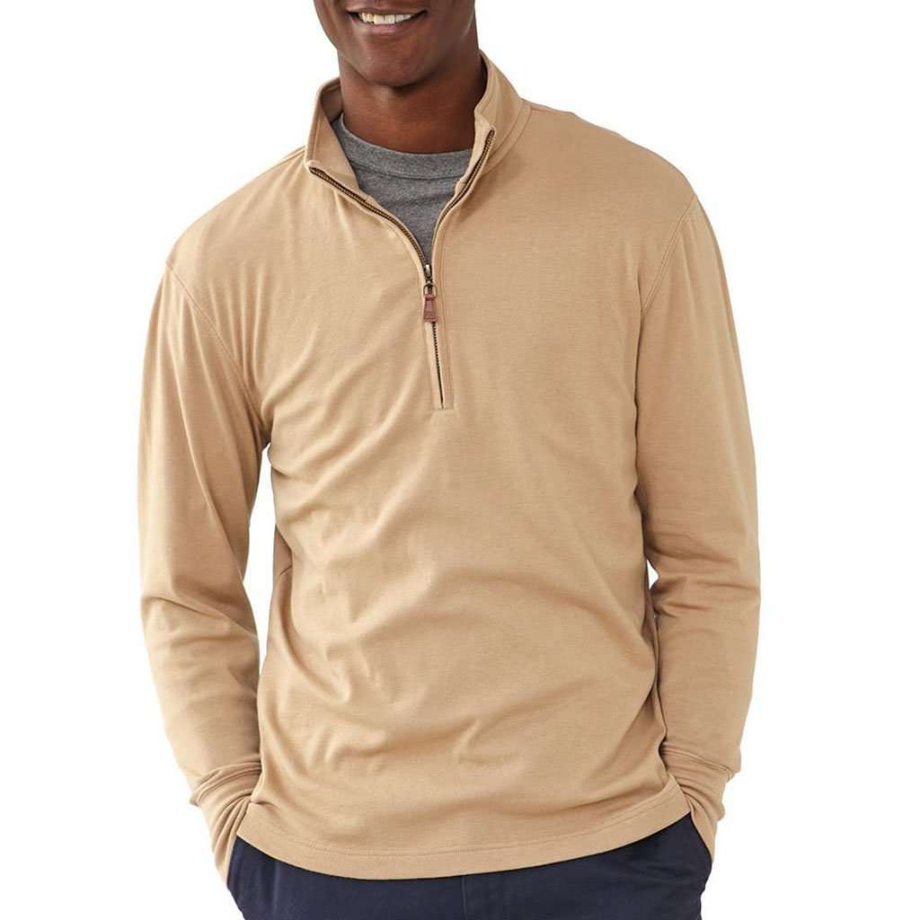 Puremeso Quarter Zip Pullover in Dune by The Normal Brand - Country Club Prep