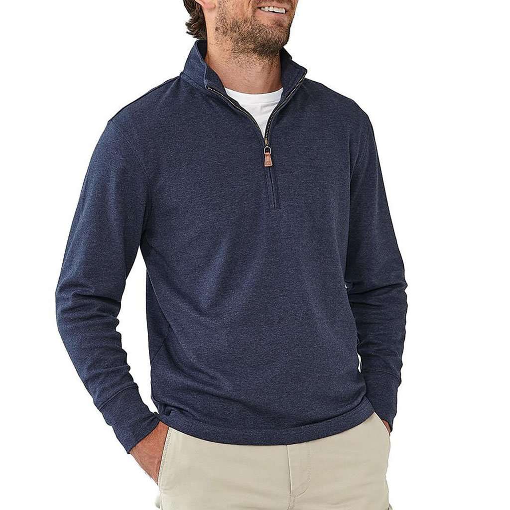 Puremeso Quarter Zip Pullover in Navy by The Normal Brand - Country Club Prep