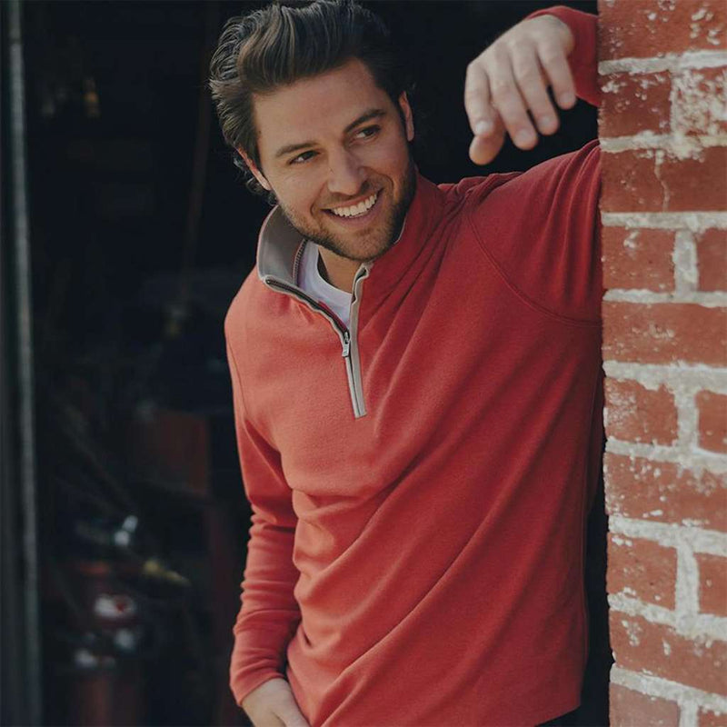 Puremeso Quarter Zip Pullover in Rust by The Normal Brand - Country Club Prep