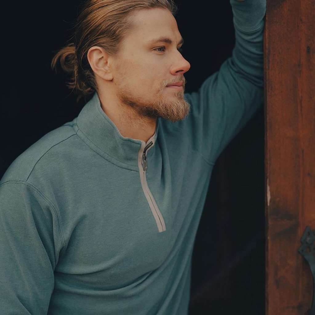 Puremeso Quarter Zip Pullover in Teal by The Normal Brand - Country Club Prep