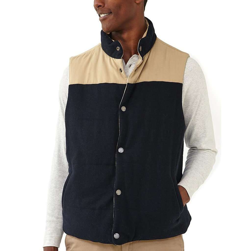 Reversible Vest in Navy Flannel with Dune Shell by The Normal Brand - Country Club Prep