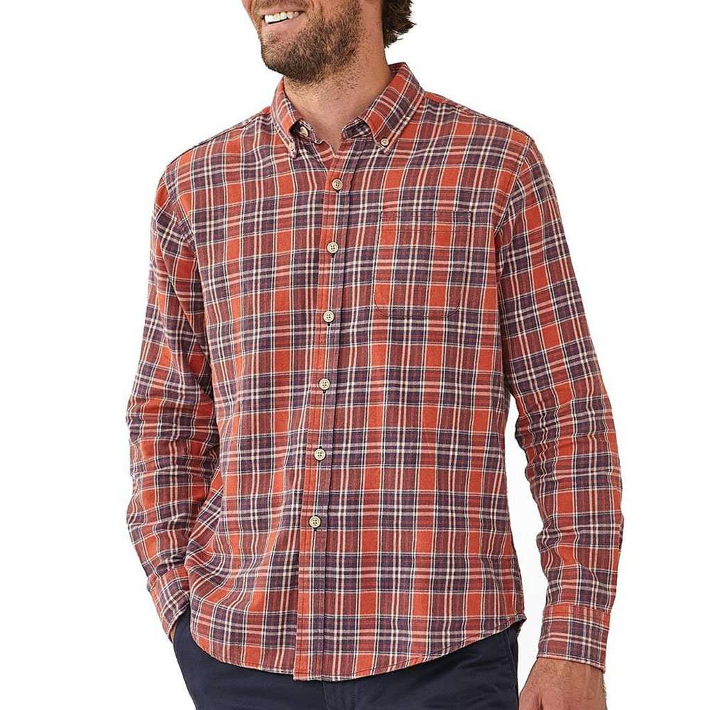 Washed Seasons Plaid Button Down in Rust/Navy by The Normal Brand - Country Club Prep