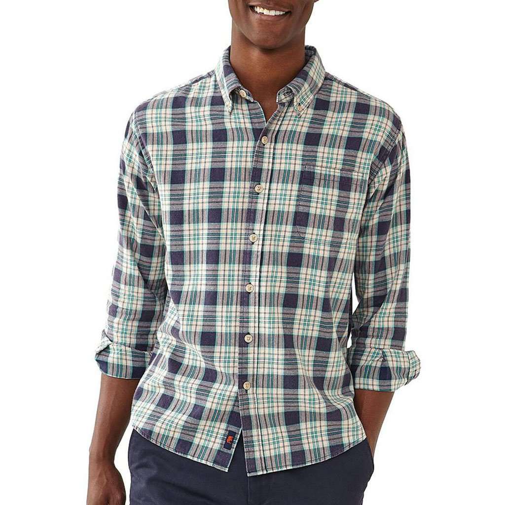 Washed Seasons Plaid Button Down in Teal/Navy/Stone by The Normal Brand - Country Club Prep
