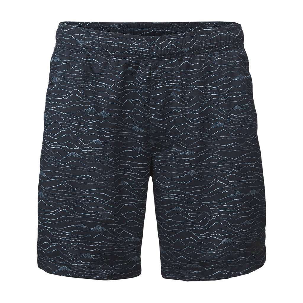 Men's 7" Class V Pull-On Trunks in Urban Navy Mountain Scape Print by The North Face - Country Club Prep