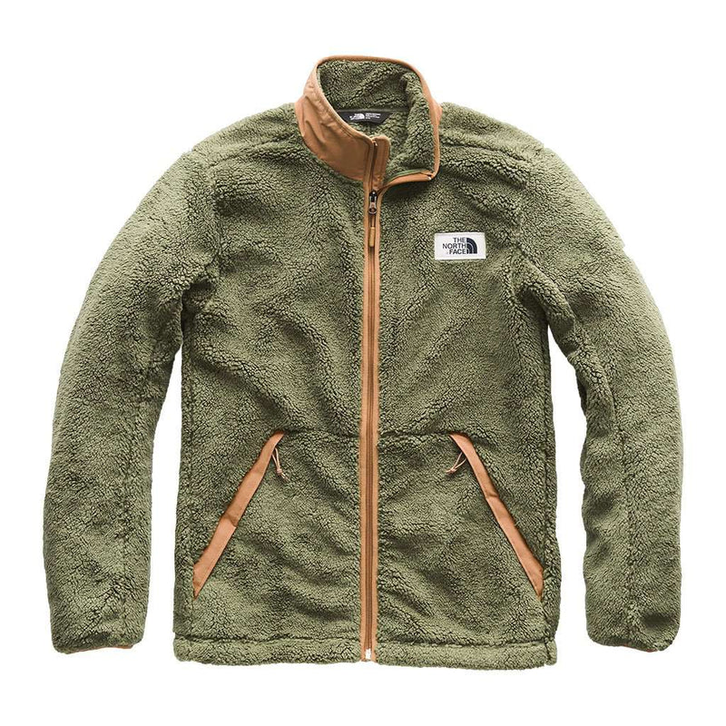 Men's Campshire Full Zip Sherpa Fleece in Four Leaf Clover & Cargo Khaki by The North Face - Country Club Prep