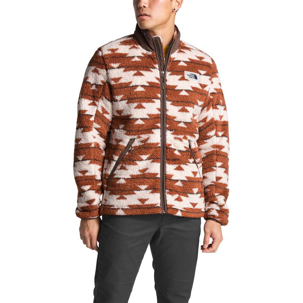 Men's Campshire Full Zip Sherpa Fleece in Vintage White California Basket Print by The North Face - Country Club Prep
