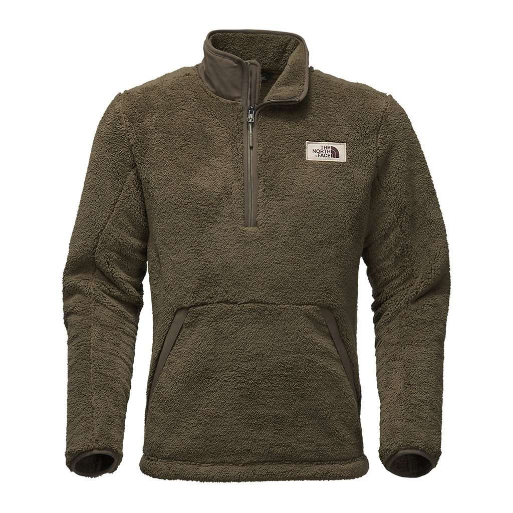 Men's Campshire Sherpa Fleece Pullover in Burnt Olive Green by The North Face - Country Club Prep